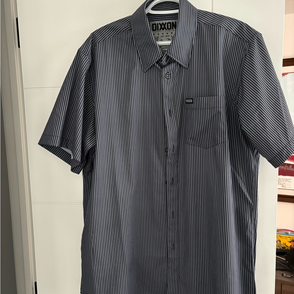 DIXXON Men's Black and White Pinstripe Shirt